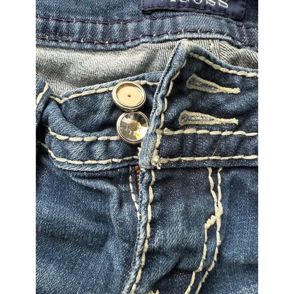 Vigoss The New York Short Denim Shorts Medium Wash Stitch Embellished size 3/4